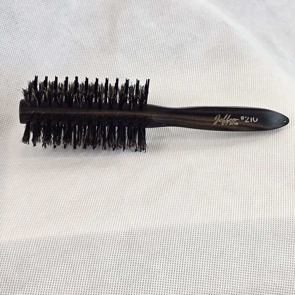 Vintage Jeffco Round Roll Hair Brush #210 Wood Handle Made In Japan